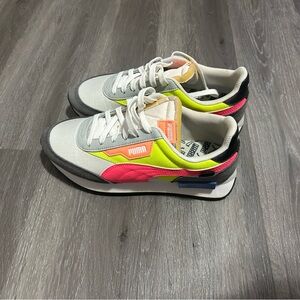 Puma Vibrant Pink and Lime Sneakers